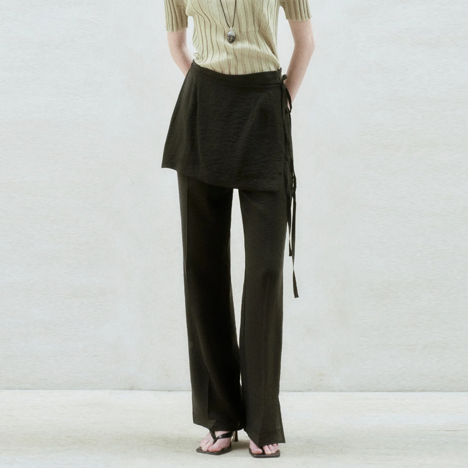 LAYERED WRAP PANTS