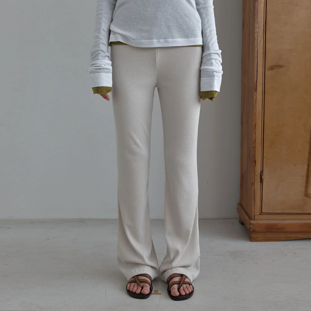 Ribbed Knit Bootcut Pants (Cream)