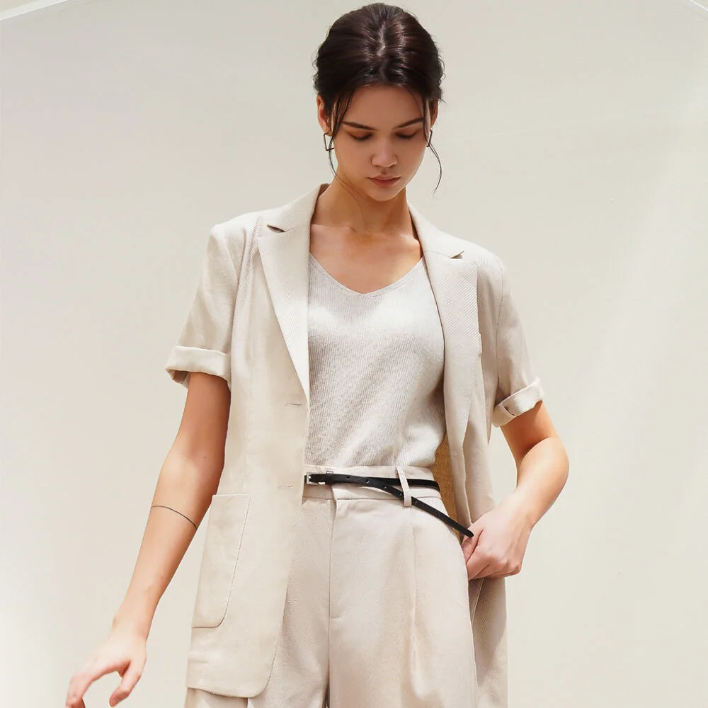 Linen Half Sleeve Jacket_Beige