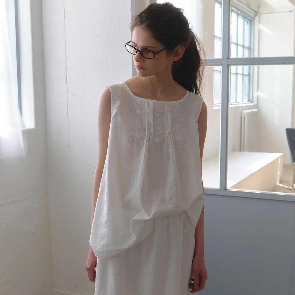 Charlotte linen sleeveless_ivory