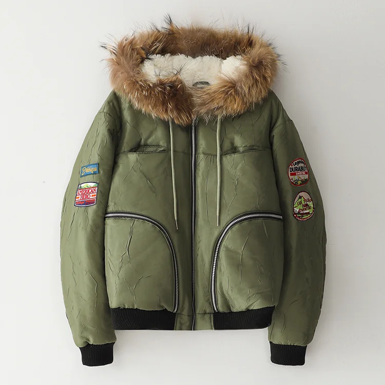 Bluesf Raccoon trimming bomber jacket