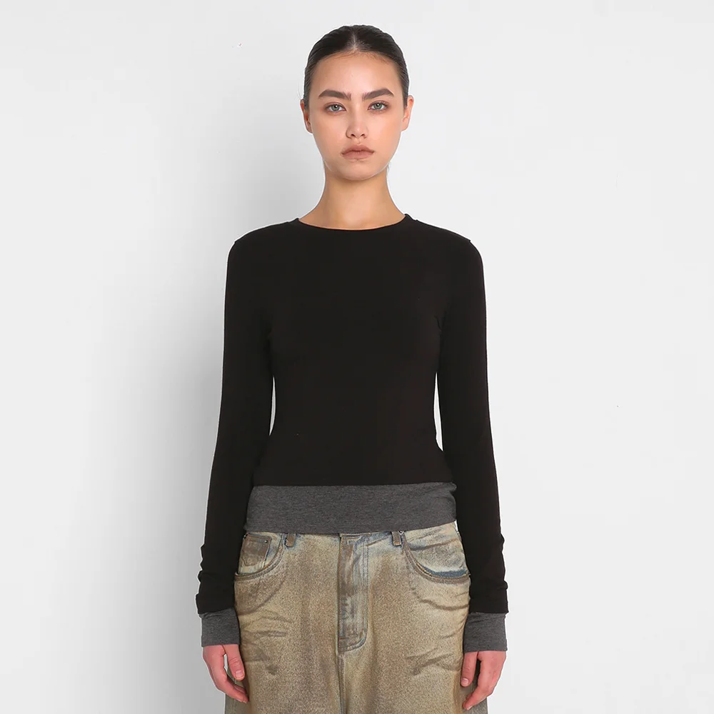 BASIC CONTRAST T-SHIRT_BLACK / CHARCOAL