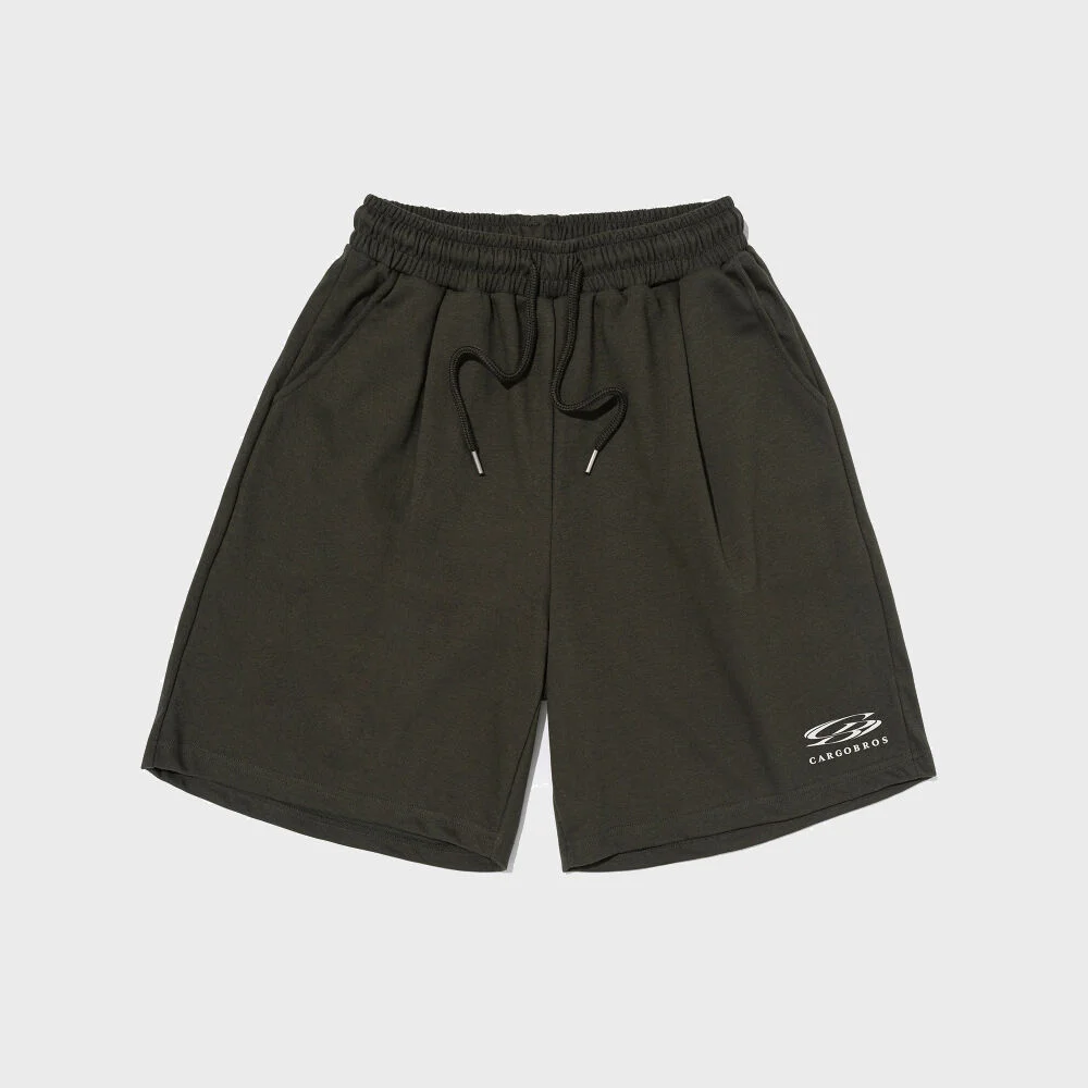 CIRCLE ONE TUCK SMALL LOGO HALF PANTS (KHAKI)