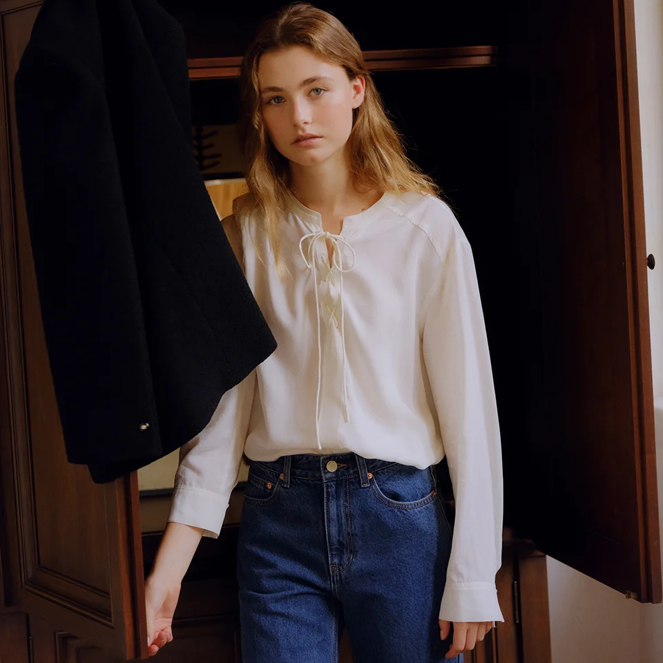 tencel eyelet shirt blouse (cream)