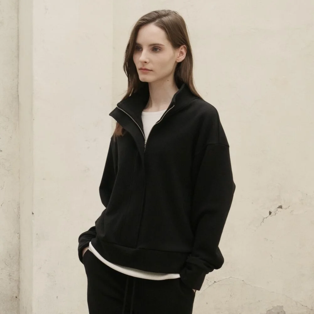 Terry Zip-up Sweatshirt _Black