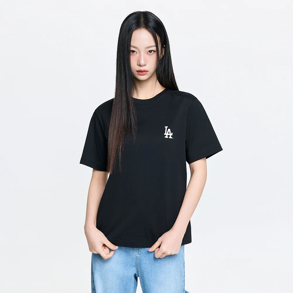 基本款 小 標誌 半 寬鬆版型 短袖 T恤 LA (Black)