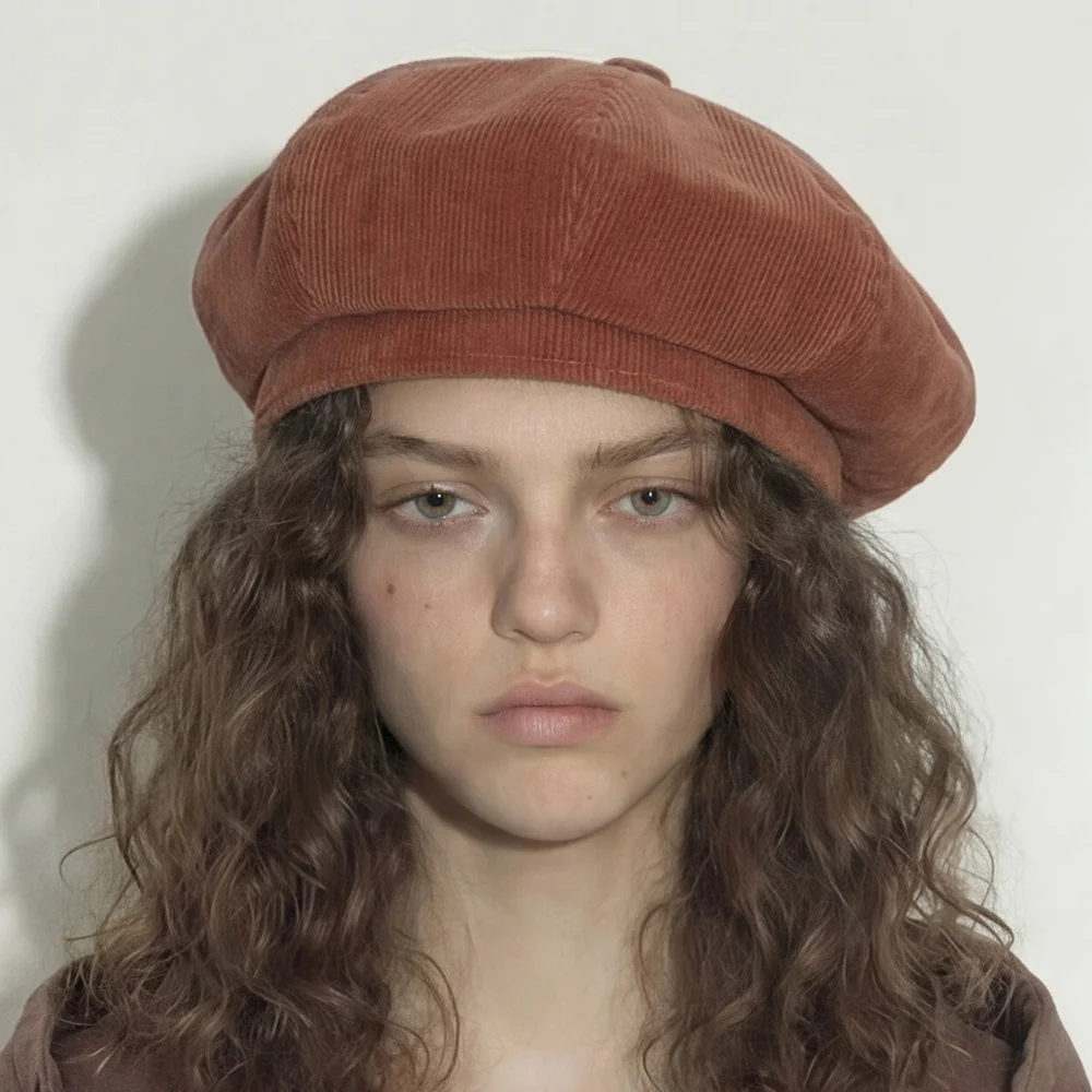 燈芯絨 秋季 冬季 8拼接 報童帽 女裝 貝雷帽 BREAD BERET / CORDUROY / COPPER ORANGE