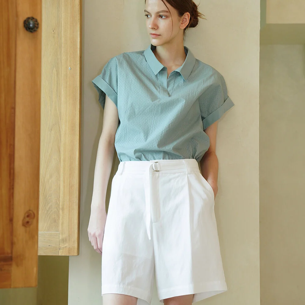 Linen Pintuck Detail Short Pants _ White