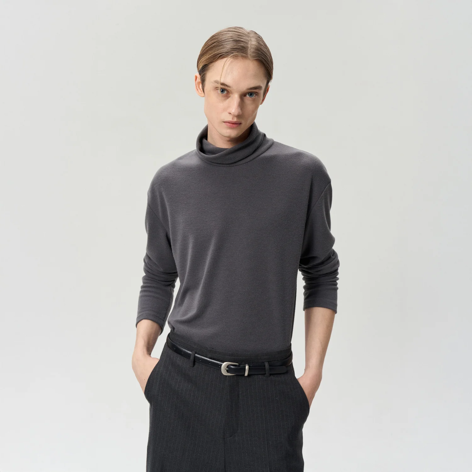 TURTLENECK TOP ASH GRAY
