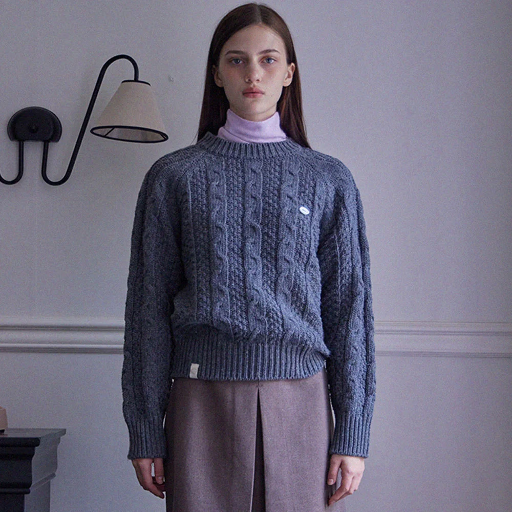 STANDARD FIT CABLE KNIT_3COLORS_CHARCOAL