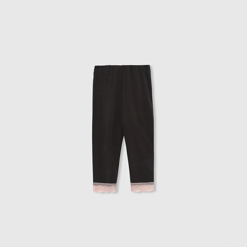 Lace trim leggings (Charcoal)