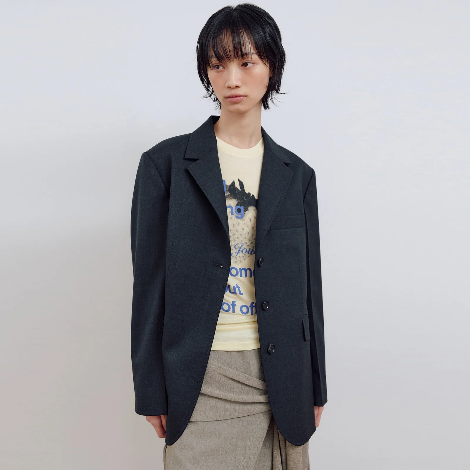 SINGLE HIDDEN JACKET_CHARCOAL