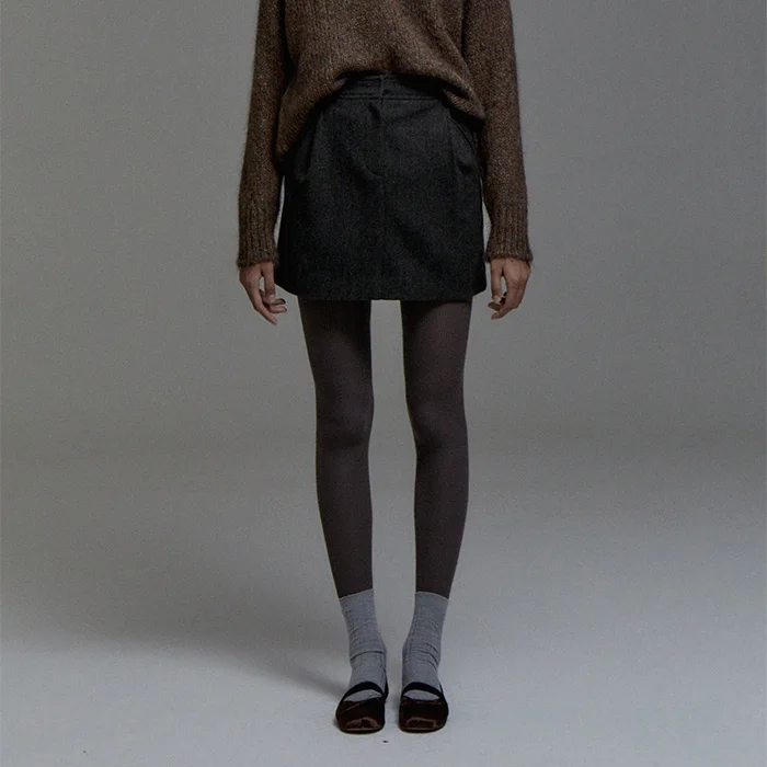 Volume Mini Skirt(Charcoal)