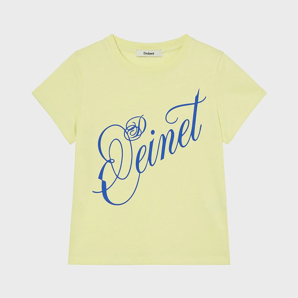 ROSE TYPO GRAPHIC T-SHIRT IN LIGHT YELLOW