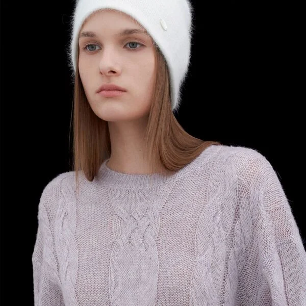 ALPCA BLEND SHEER LOOSE FIT CABLE KNIT(T-7138)