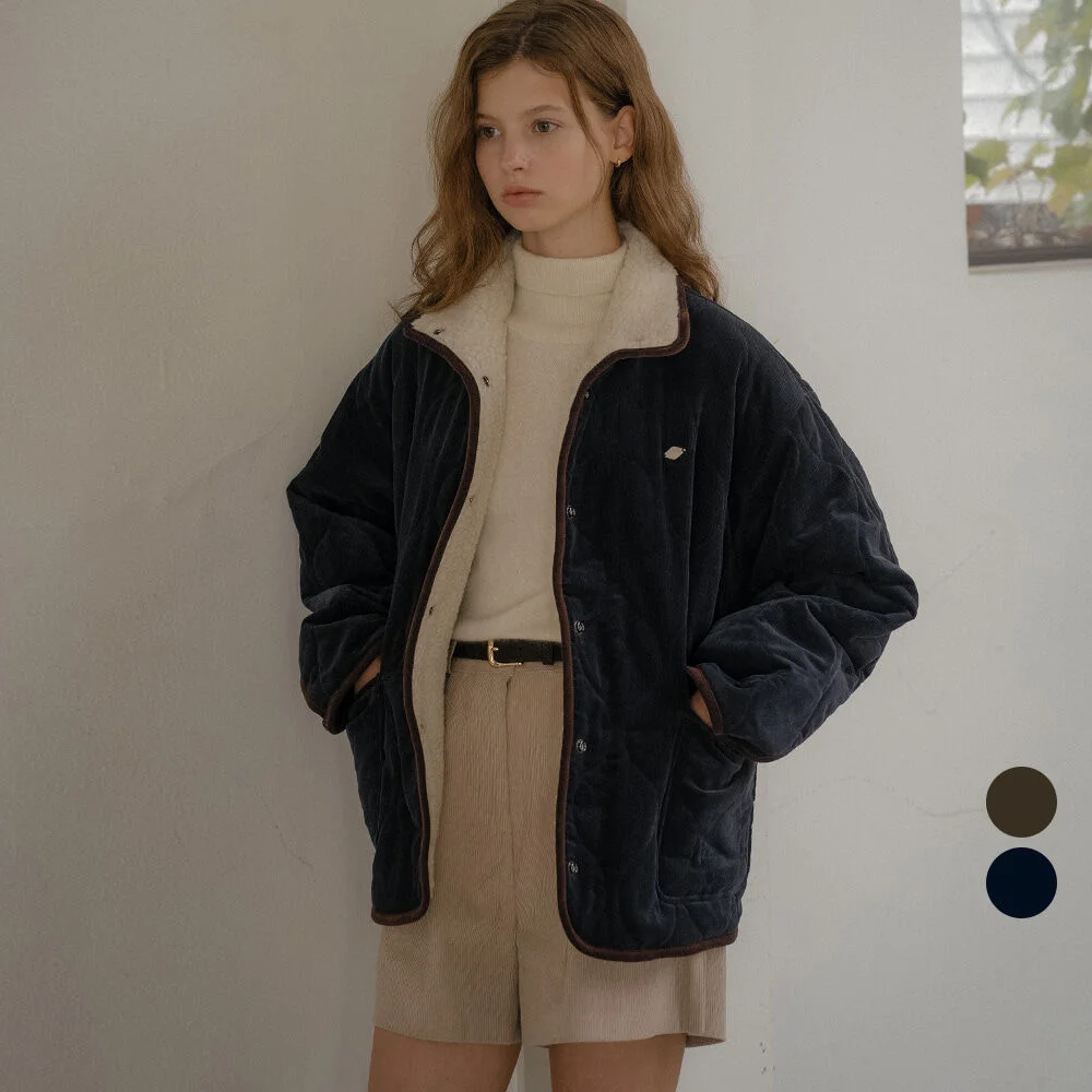 High-neck dumble quilting jumper _2color