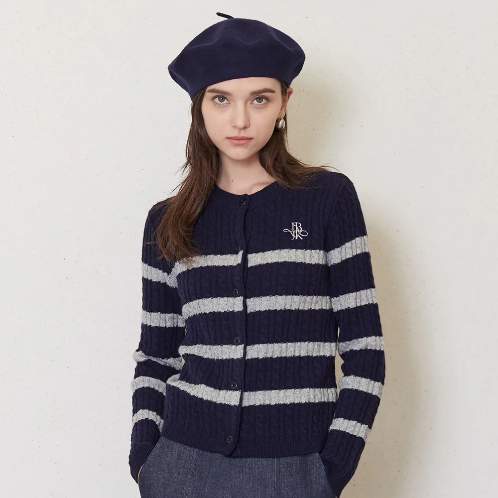 JK striped knit cardigan_navy