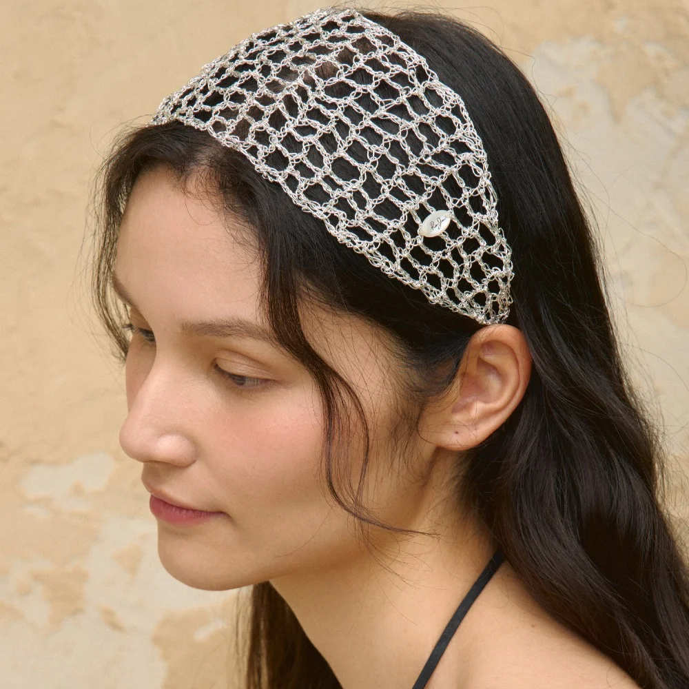 Silver Crochet Tie Band