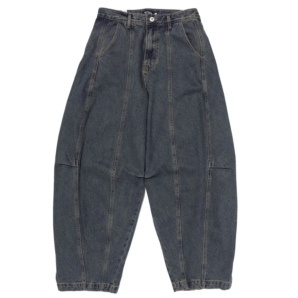 CURVED LINE WASHING DENIM PANTS (BLUE)