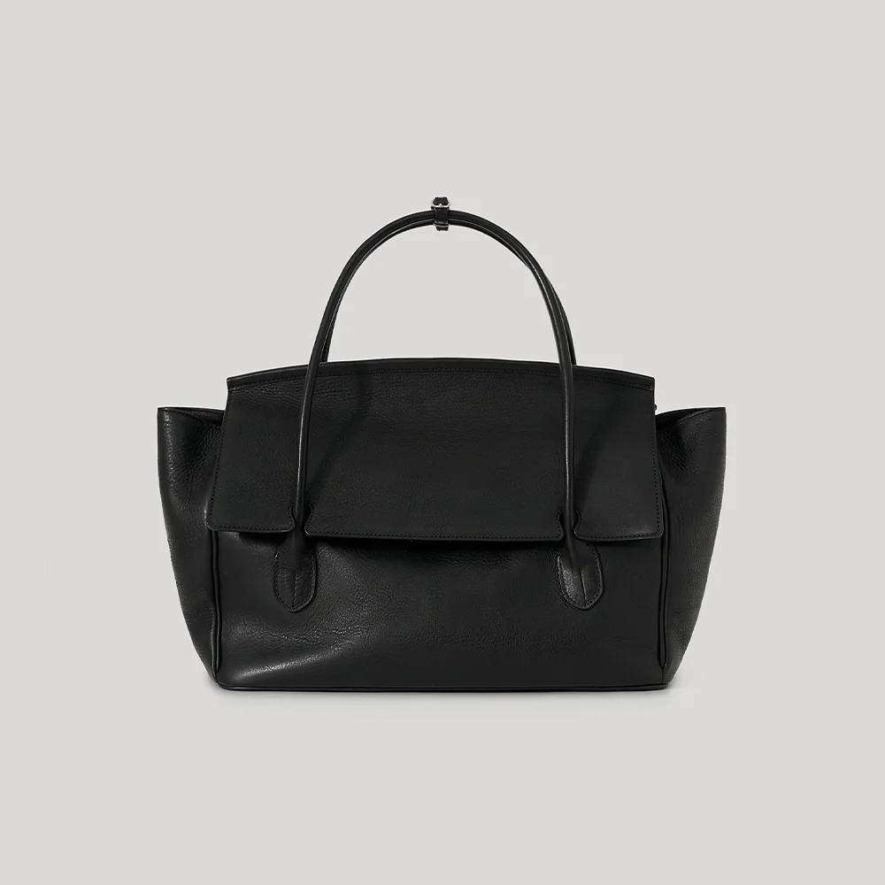 Tessa Leather Tote Bag Black (FROM ITALY)