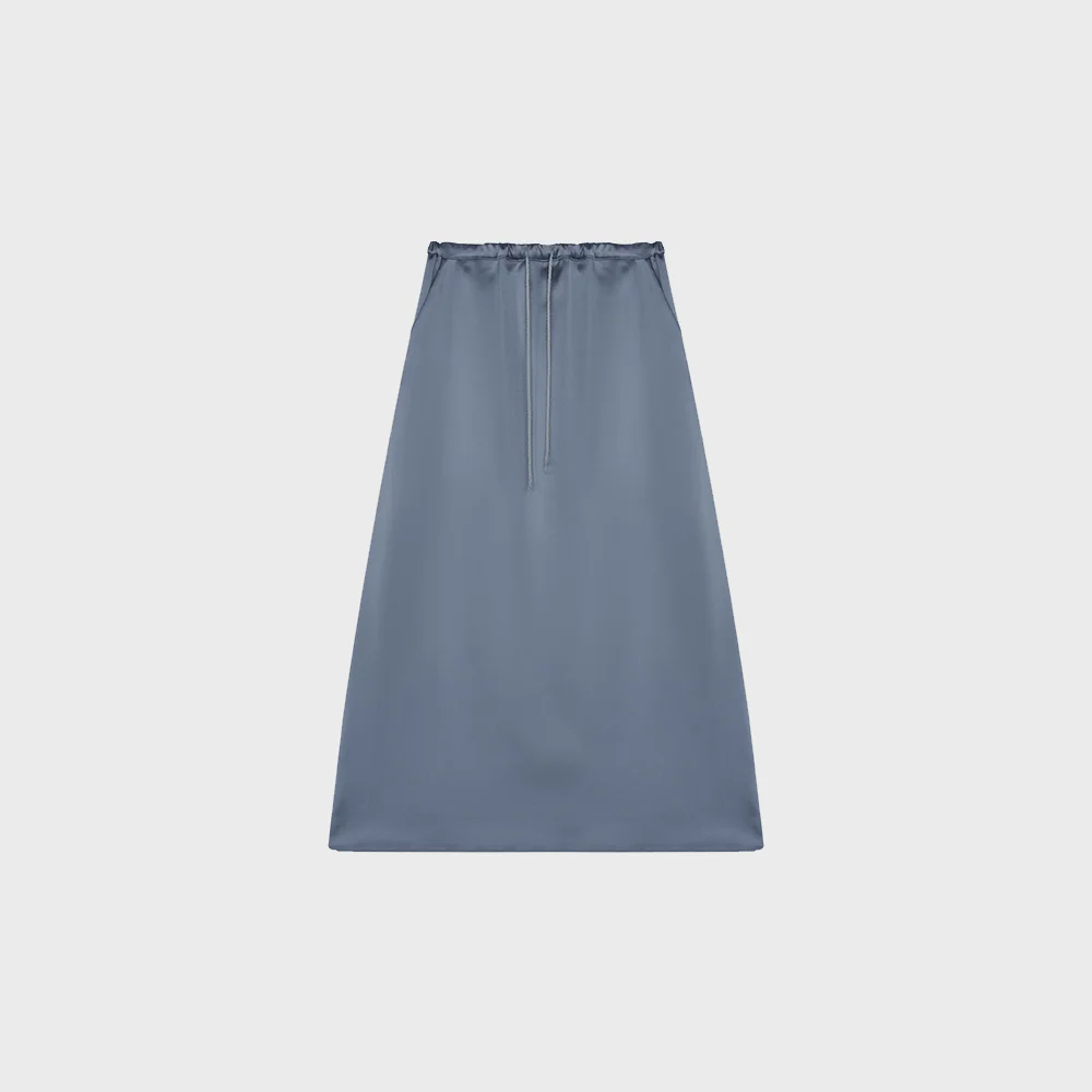 Strap silk skirt (Ash Blue)
