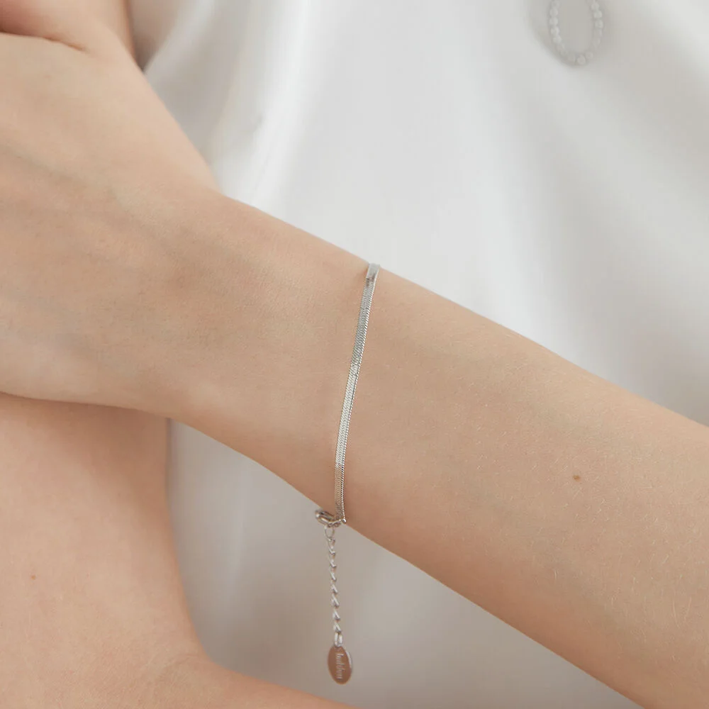 flat snake chain bracelet (W004_silver)
