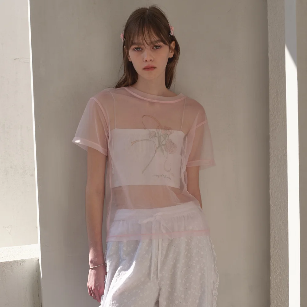 ROSE MESH T-SHIRT (LIGHT PINK)