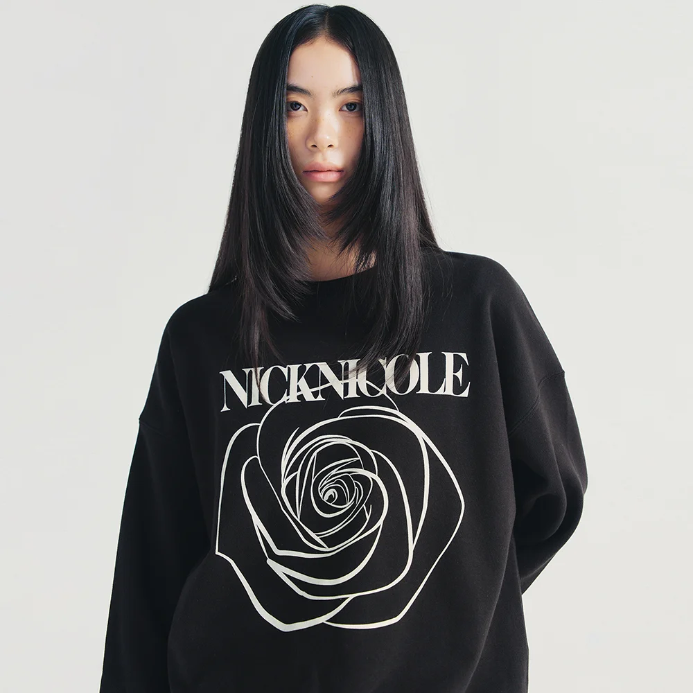 NICOLE ROSE PRINTING SWEATSHIRT_BLACK CREAM