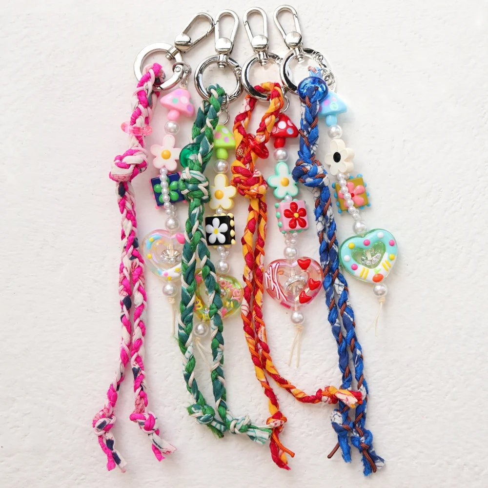 Lucky charm braid keyring strap 印花 真絲 打結 可愛 吊飾 袋 手機 鑰匙扣