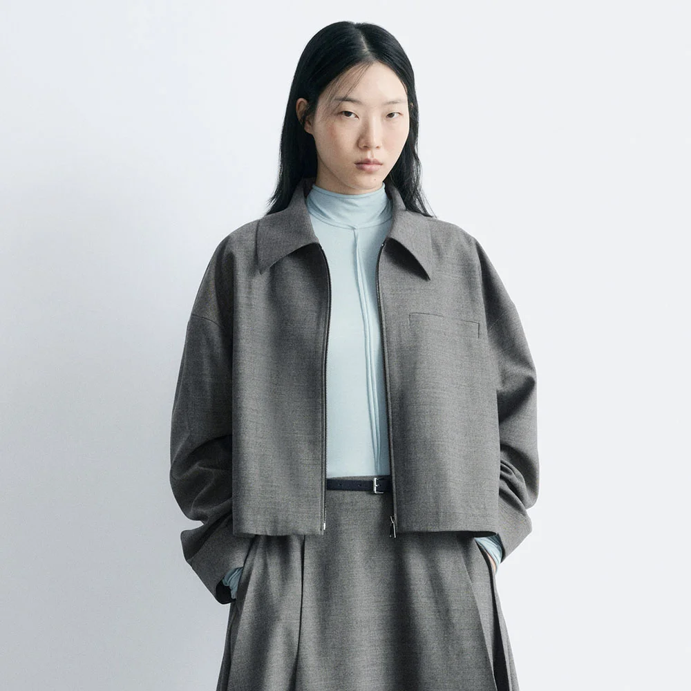 短款 羊毛 外套 (Dark Grey)