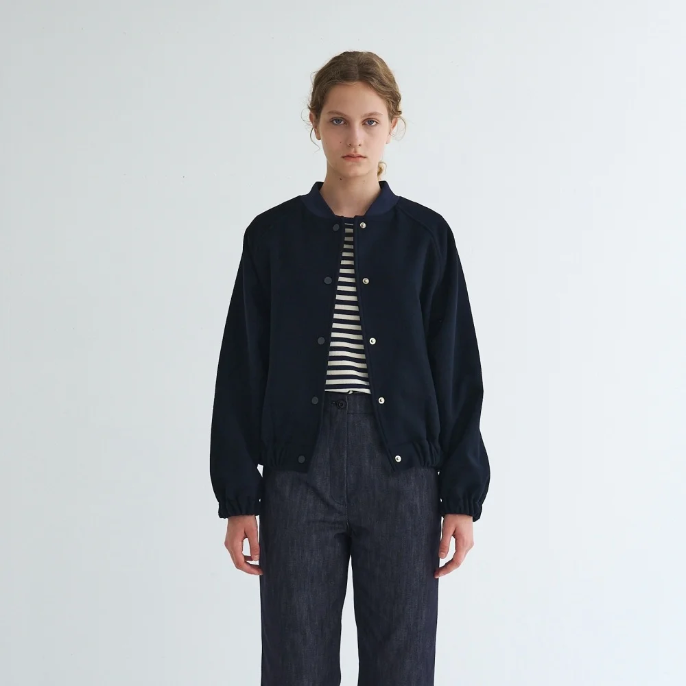 Wool Felt Bomber Jacket(Navy)