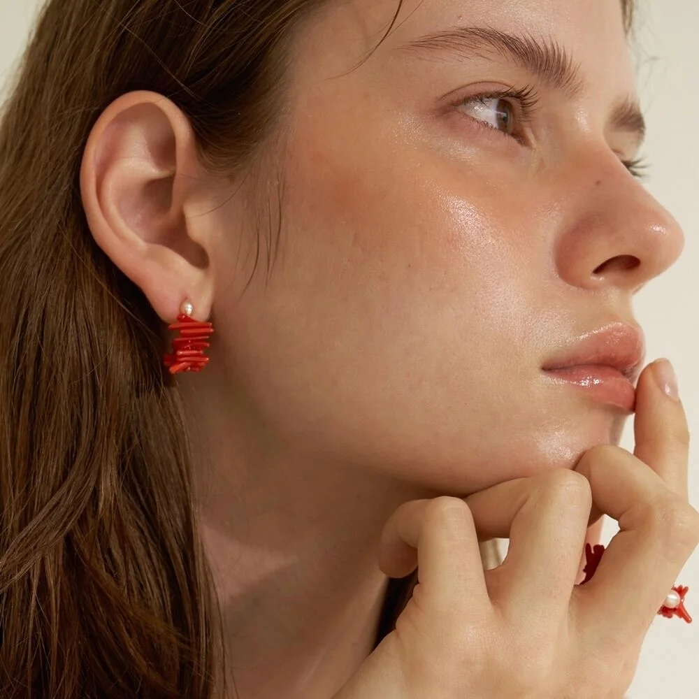 Coral Half Earrings