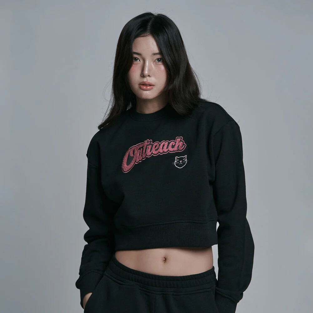女裝 Outreach 貓 短版 衛衣