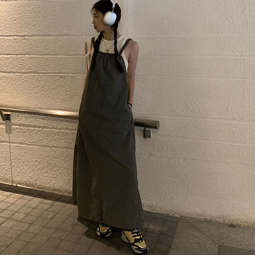 運動休閒 吊帶 Maxi 連衣裙