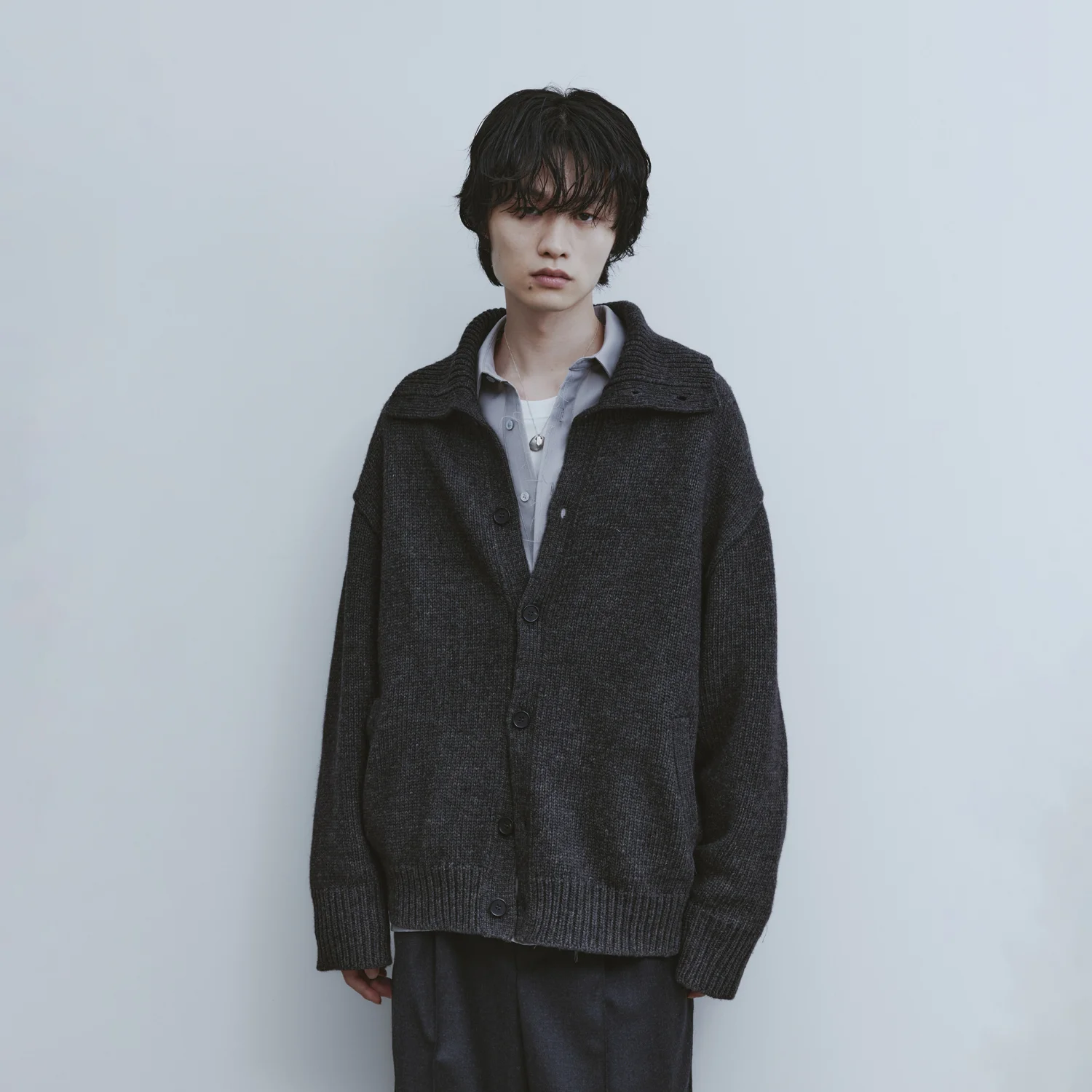 Heavy-weight Knit Cardigan - Charcoal Grey