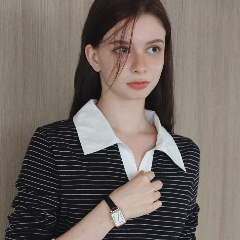 Stripe Collar Top_Navy