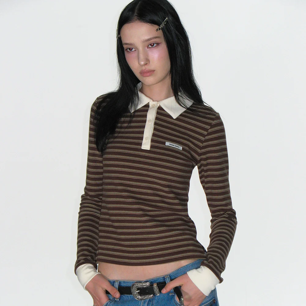 MULTI STRIPED POLO SHIRTS_BROWN