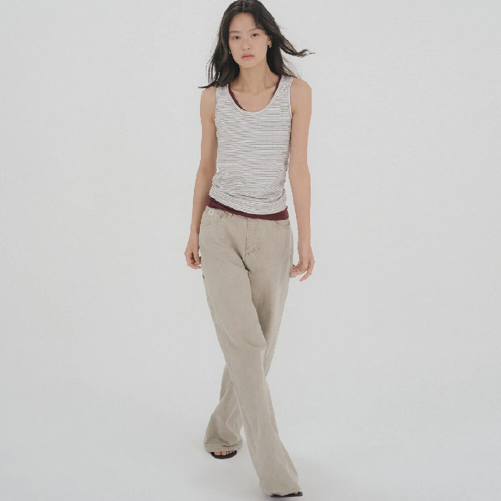 TFL 07 STRIPE SLEEVELESS _Ivory&Gray
