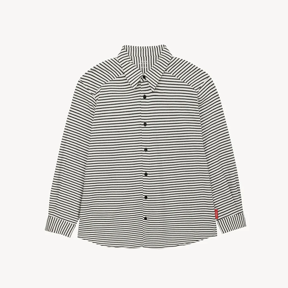 Adam Cotton Shirt in Gray Stripe