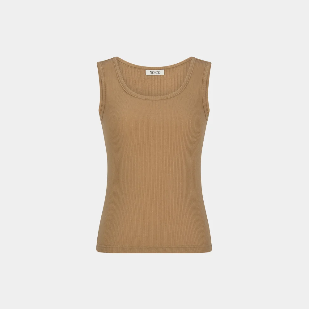 (W) SILK BLEND SLEEVELESS TOP - BEIGE