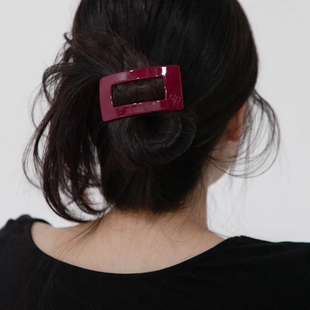 square plain hair pin - red wine