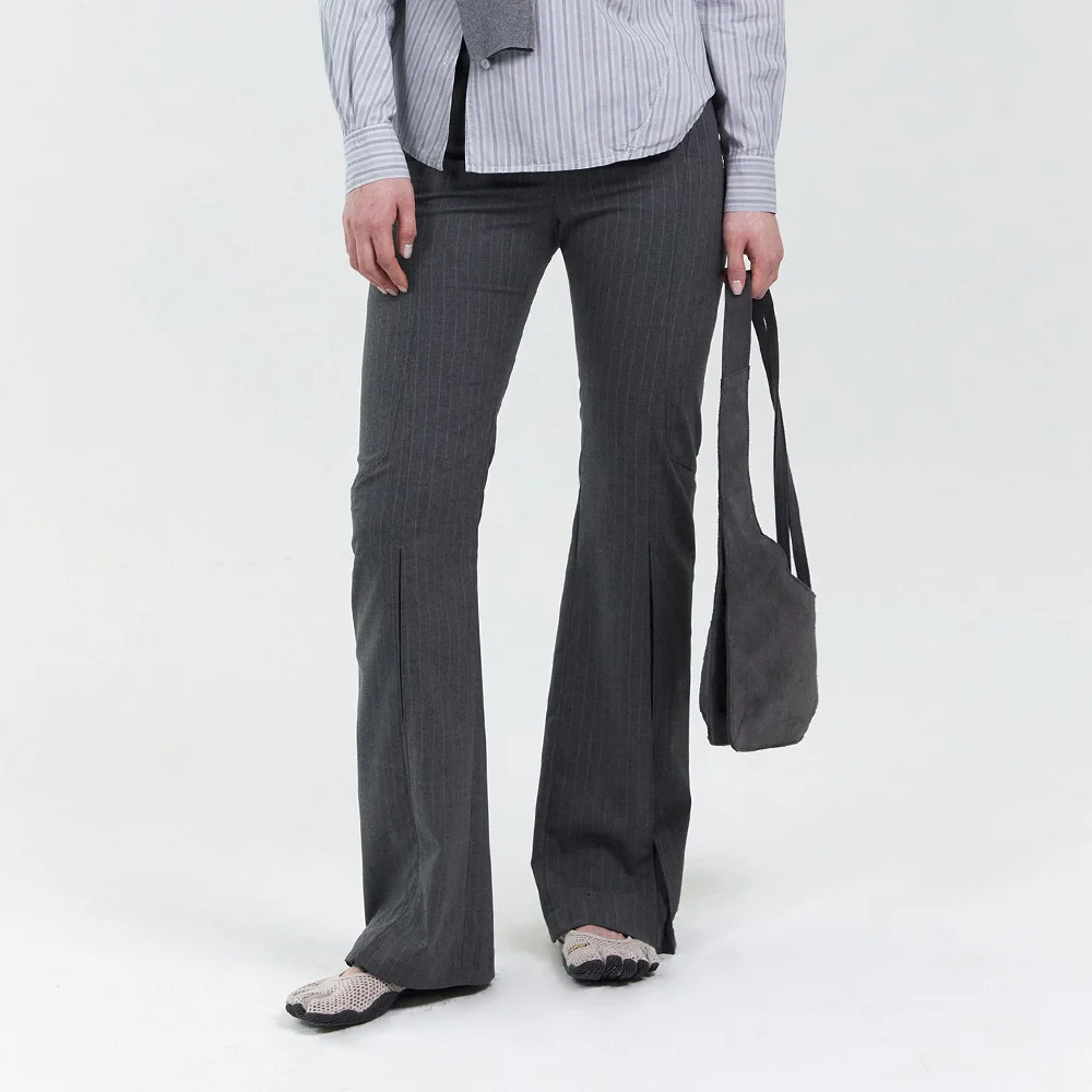 WOMENS STRIPE BOOTCUT PANTS GREY (STRIPE)