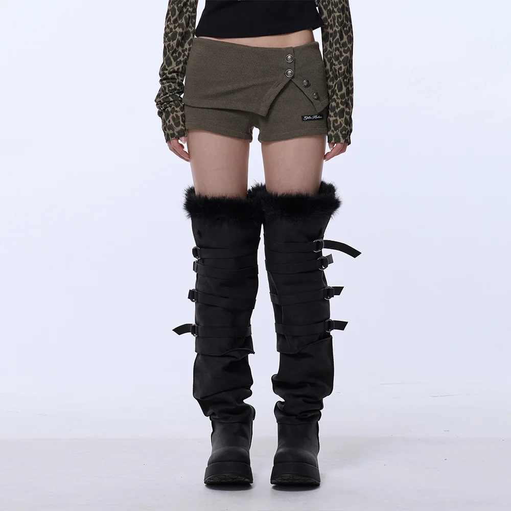4-BUTTON KNIT SHORTS_KHAKI