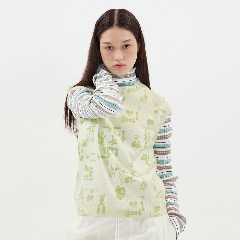 PRINT KNIT VEST