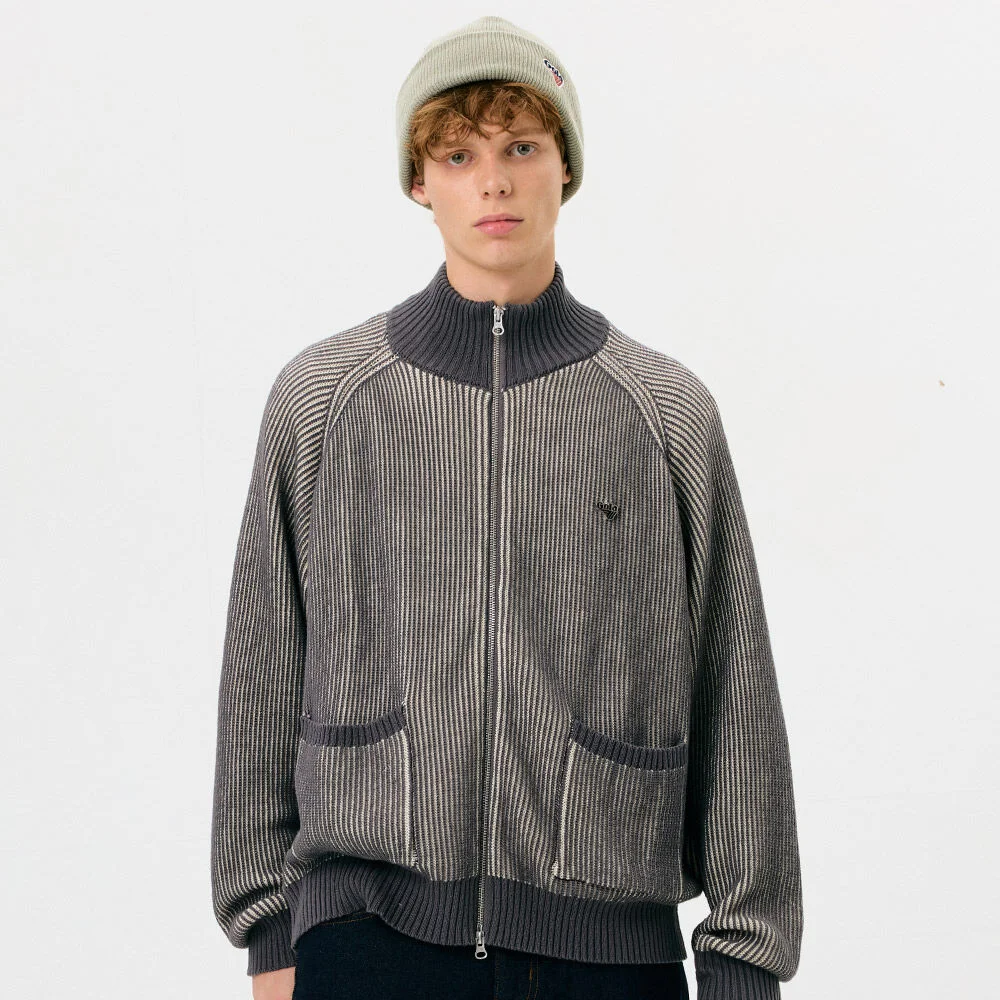 LOGO TWO TONE KNIT ZIP-UP