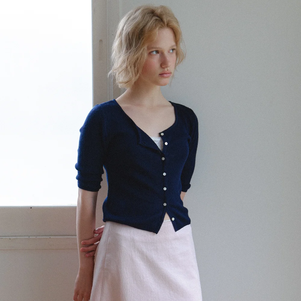 RUAH TWO-WAY KNIT CARDIGAN_NAVY