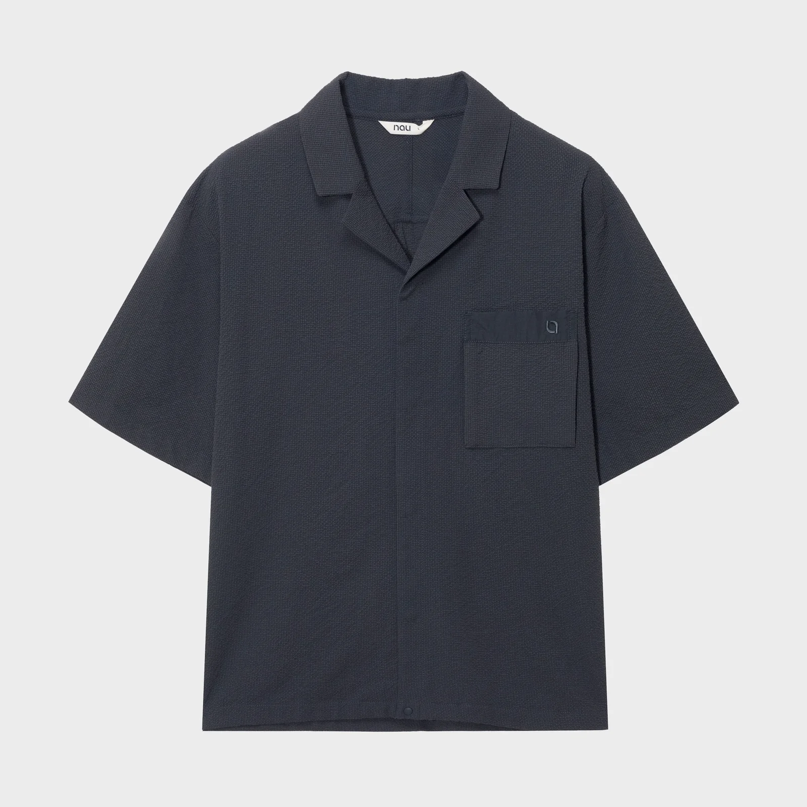 泡泡紗 開襟 衣領 襯衫 2 Dark Gray