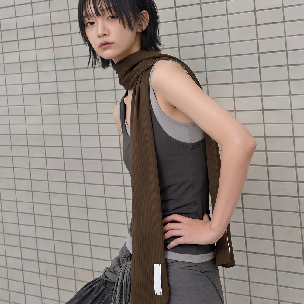 純棉 條紋 夏季 日常 女裝 絲巾 THIN SCARF / LAYER STRIPE / C BROWN