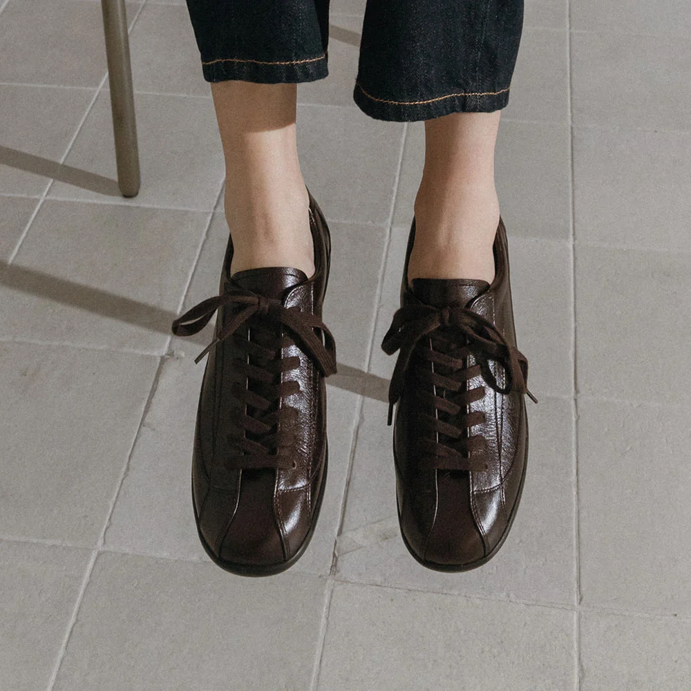 Amos derby sneakers(Leather brown)
