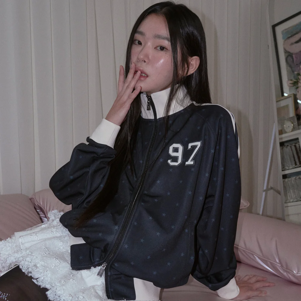 STAR 97 LOGO JERSEY TRACK JACKET BLACK